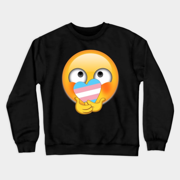 Trans Shy Heart Emoji Crewneck Sweatshirt by metanoiias